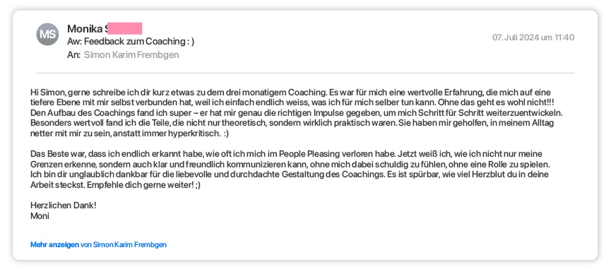 Rückmeldung per E-Mail