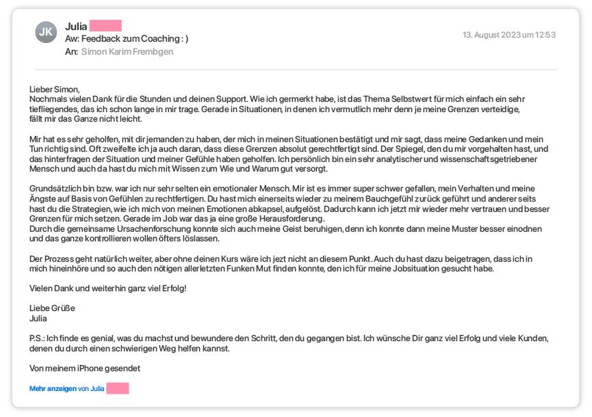 Rückmeldung per E-Mail