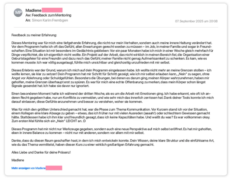 Feedback via E-Mail