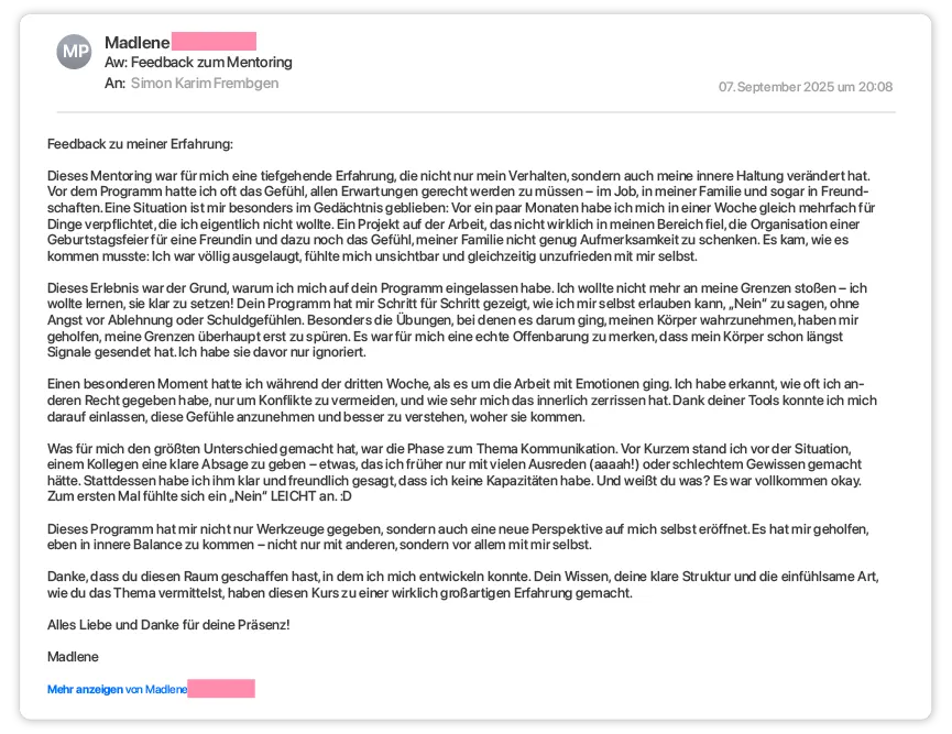 Rückmeldung per E-Mail