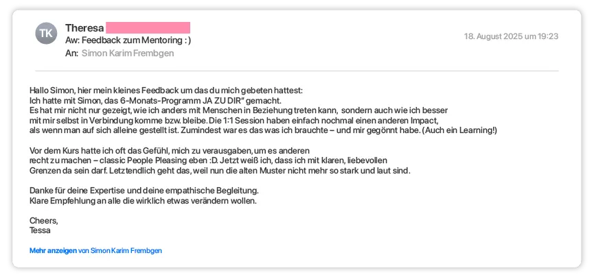 Rückmeldung per E-Mail